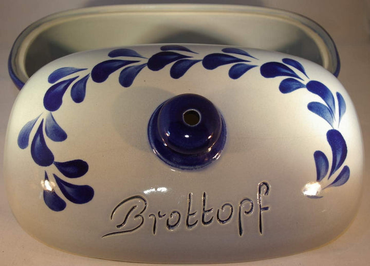 Brottopf 30 cm grau-blau Oval, Steinzeug Westerwald