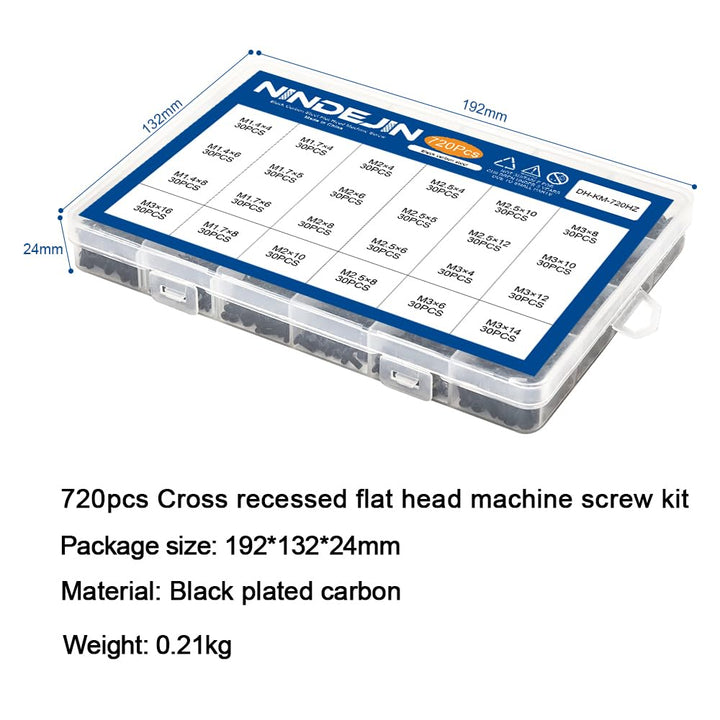 NINDEJIN 720 Stück Laptop Computer Schrauben Kit, Flachkopf Phillips Mini Schrauben M1.4 M1.7 M2 M2.