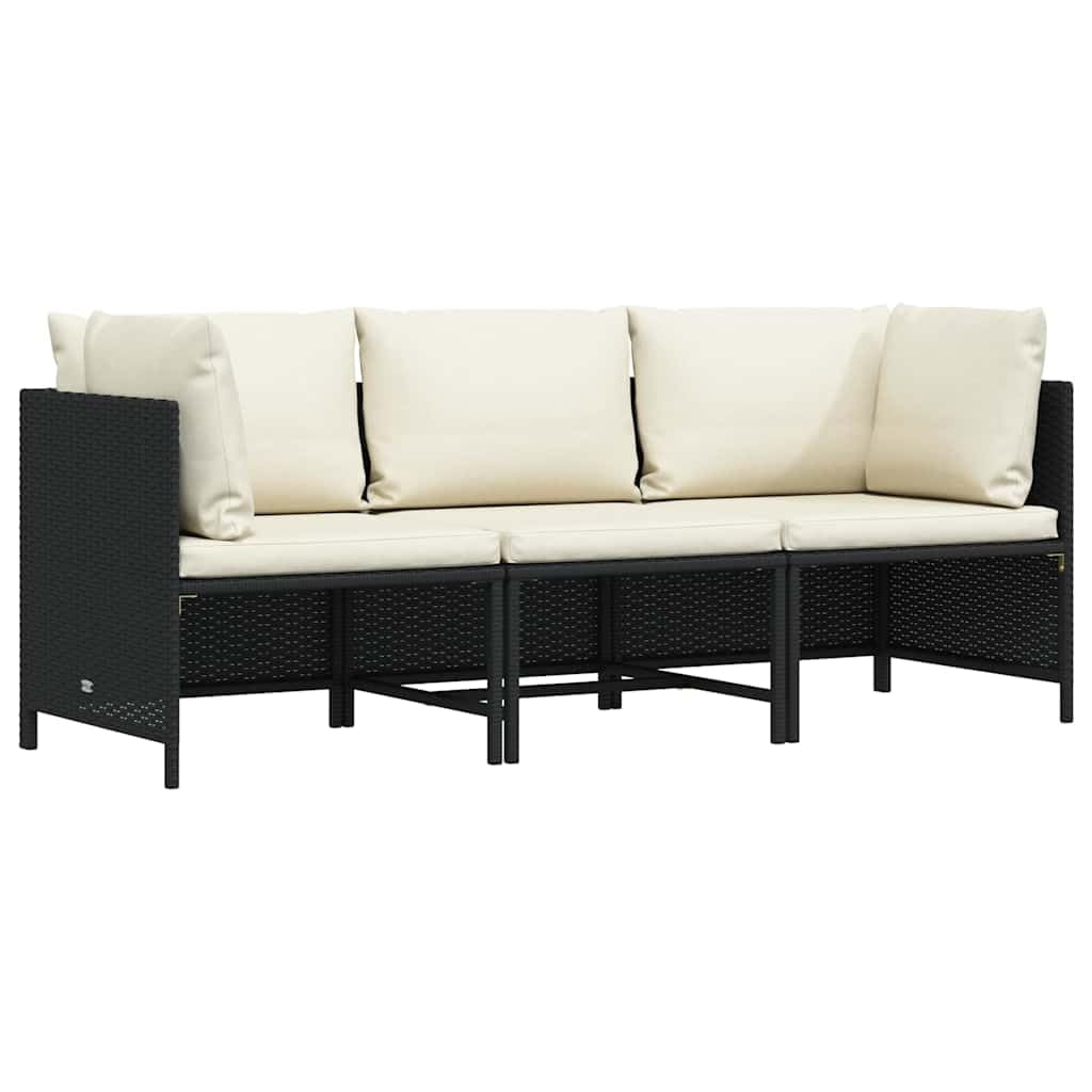 vidaXL Gartensofa 3-Sitzer mit Auflagen Lounge Sofa Couch Sitzgruppe Ecksofa Mittelsofa Sitzgarnitur