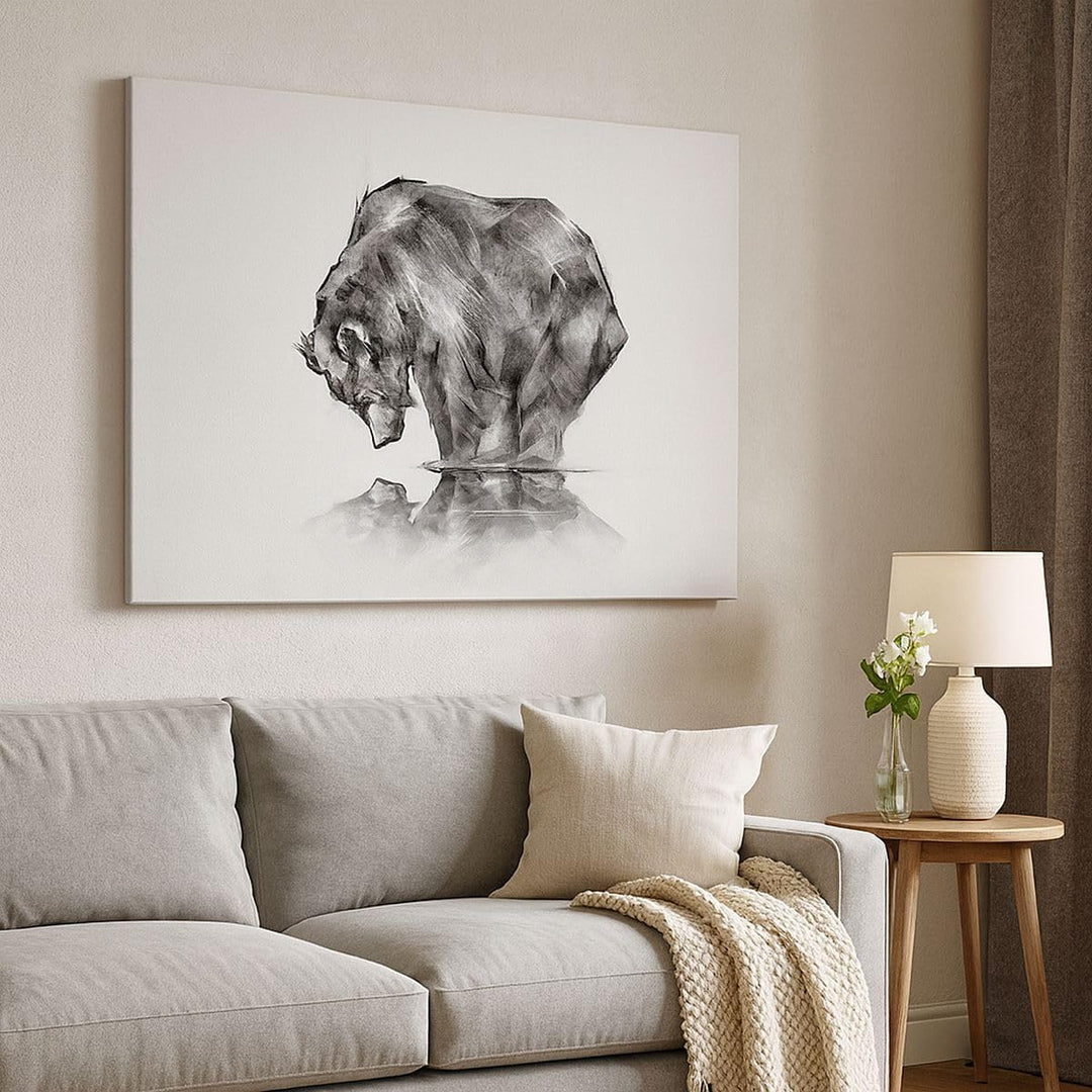 ARTTOR Bilder auf Leinwand 100x70cm Leinwandbild mit Rahmen Bär Tier Gross Wanddeko Bild Schlafzimme