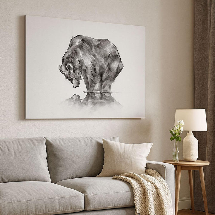 ARTTOR Bilder auf Leinwand 100x70cm Leinwandbild mit Rahmen Bär Tier Gross Wanddeko Bild Schlafzimme
