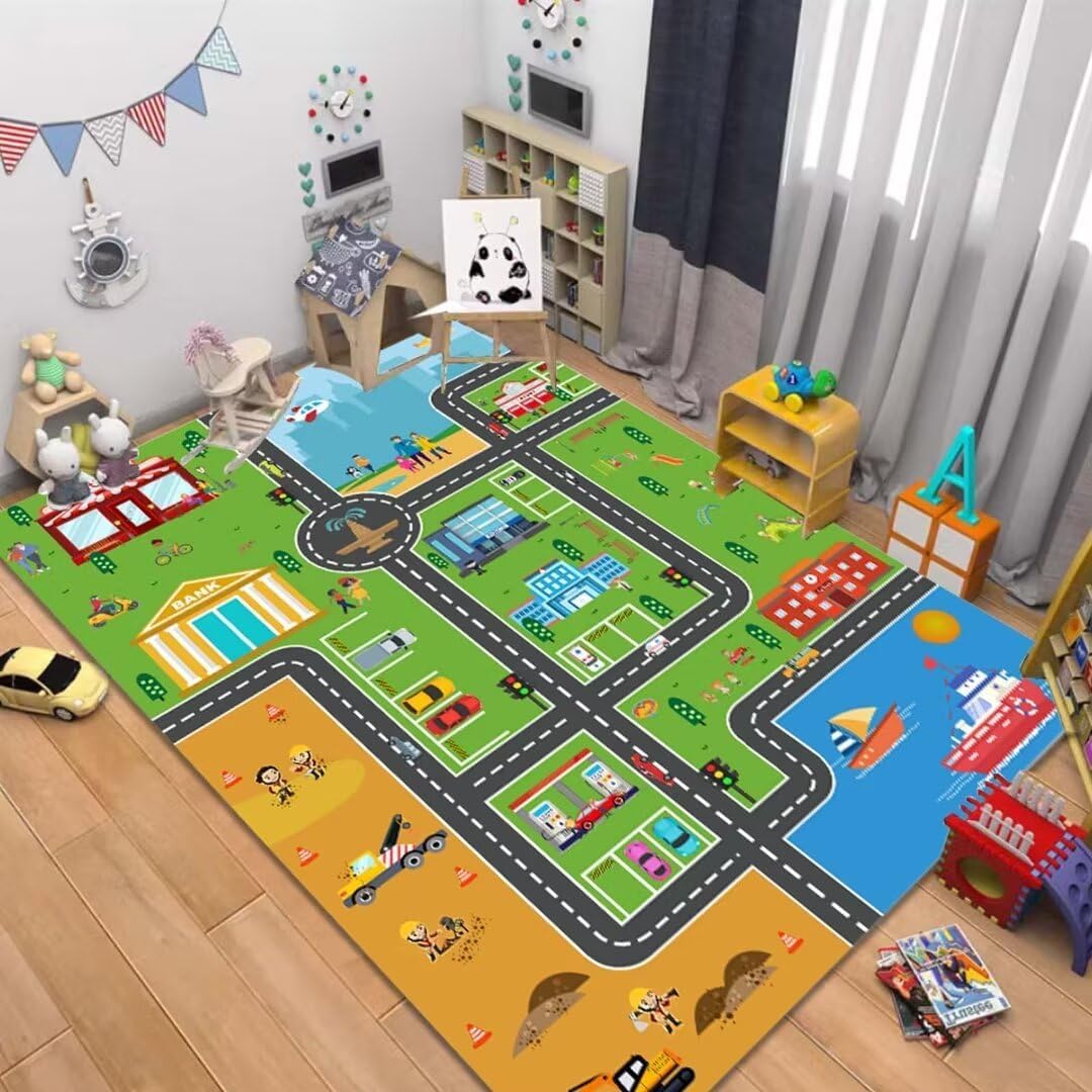 BYINGWD Rutschfester Teppich für Kinderzimmer, Spielmatte für Kindergarten-Klassenzimmer, Jungen-Mäd