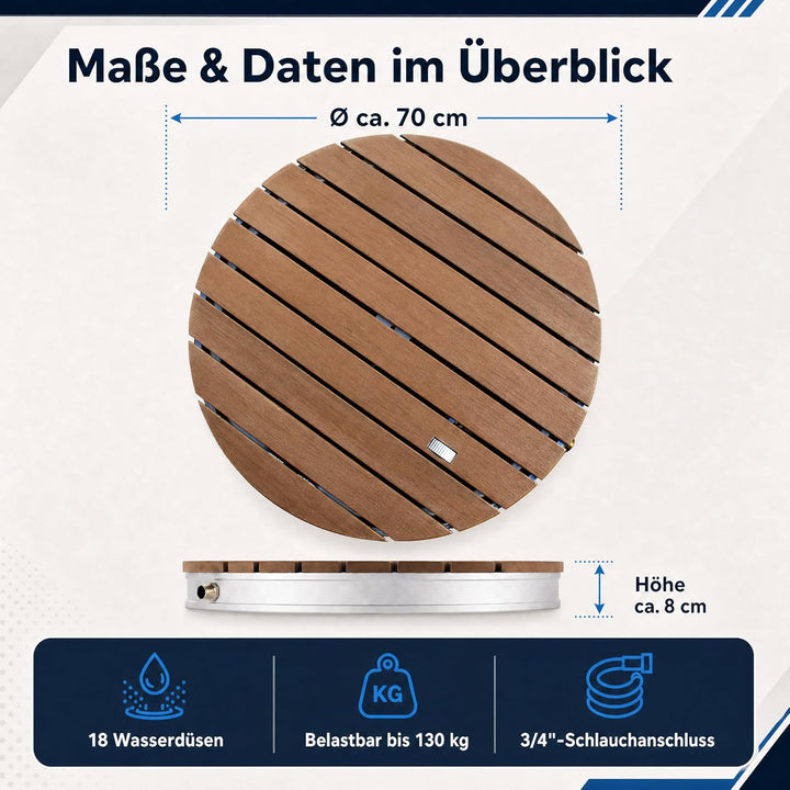 @tec Gartendusche Aussendusche aus WPC, Mobile Bodendusche Campingdusche, Sauna- & Pool-Dusche mit B