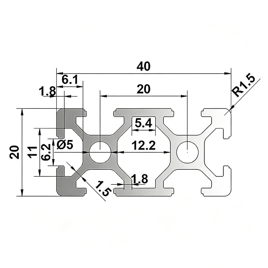 Coavoo AluProfil 2040 Alu Profil 500mm T Typ Schwarz Aluminium Profile 20x40 Europäischer Standard E