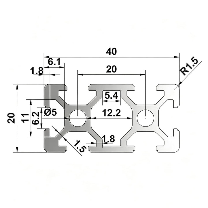 Coavoo AluProfil 2040 Alu Profil 500mm T Typ Schwarz Aluminium Profile 20x40 Europäischer Standard E