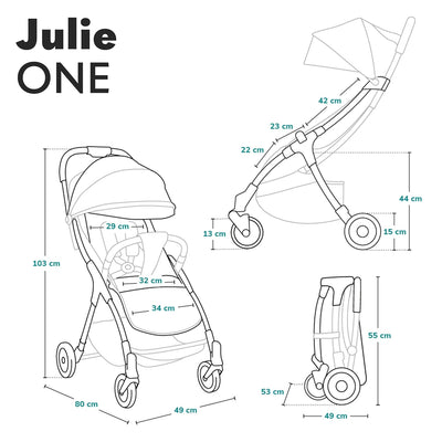 LIONELO Julie One Buggy Kinderwagen bis 22 kg, verstellbare Rückenlehne und Fussstütze, Moskitonetz,