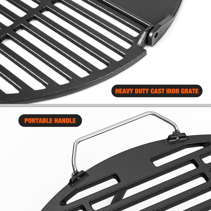 Onlyfire Gusseisen Grillplatte Plancha für Solo Stove Bonfire 19,5“ Feuerstelle, Gussplatte mit Abne