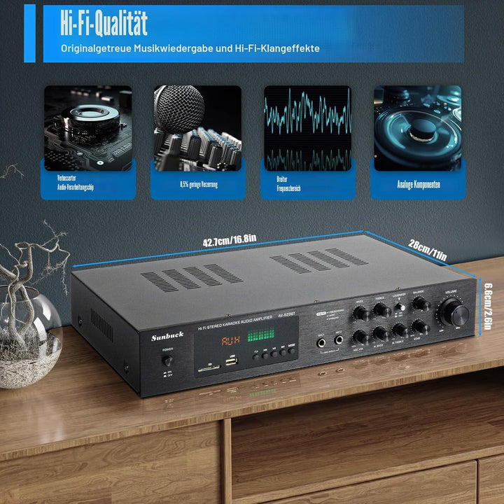 5-Kanal Digital Verstärker HiFi Stereo USB Bluetooth Verstärker 600W FM/AM mit Fernbedienung