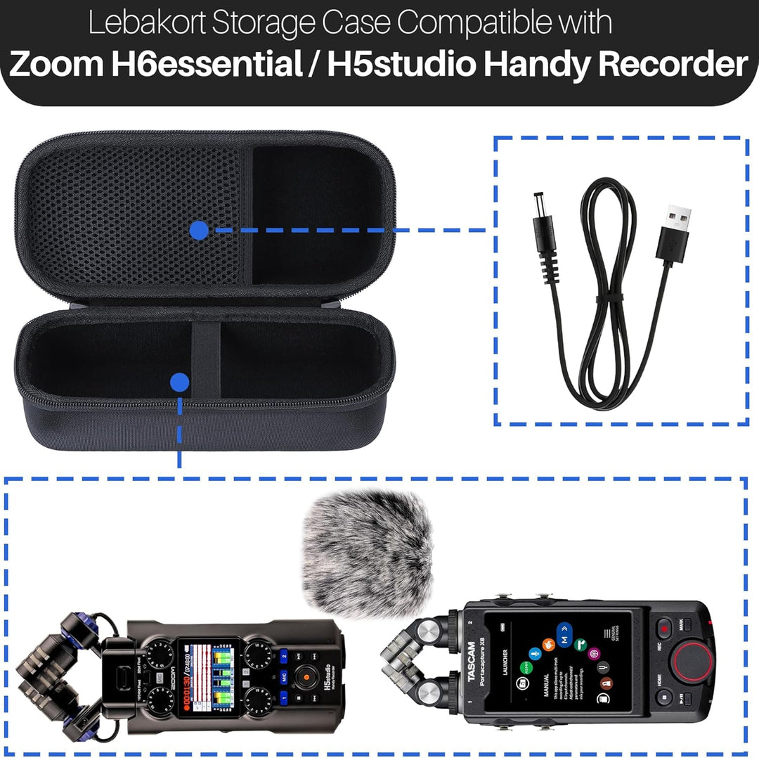Hart Schutz Hülle Etui Tasche für Zoom H5studio Handy Recorder/Zoom H6essential Handy Recorder Schwa