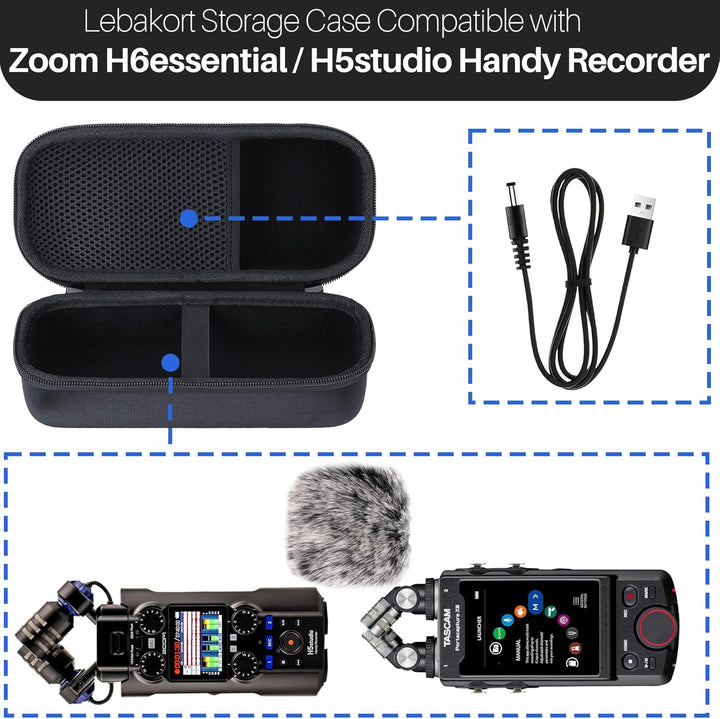 Hart Schutz Hülle Etui Tasche für Zoom H5studio Handy Recorder/Zoom H6essential Handy Recorder Schwa