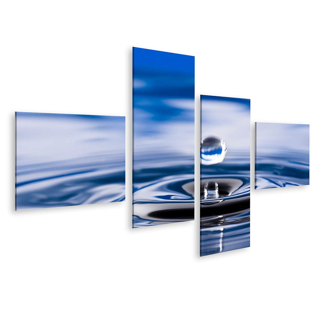 islandburner Bild auf Leinwand Wassertropfen Bilder Wandbilder Poster Leinwand 150x80cm - 4 Teile, L