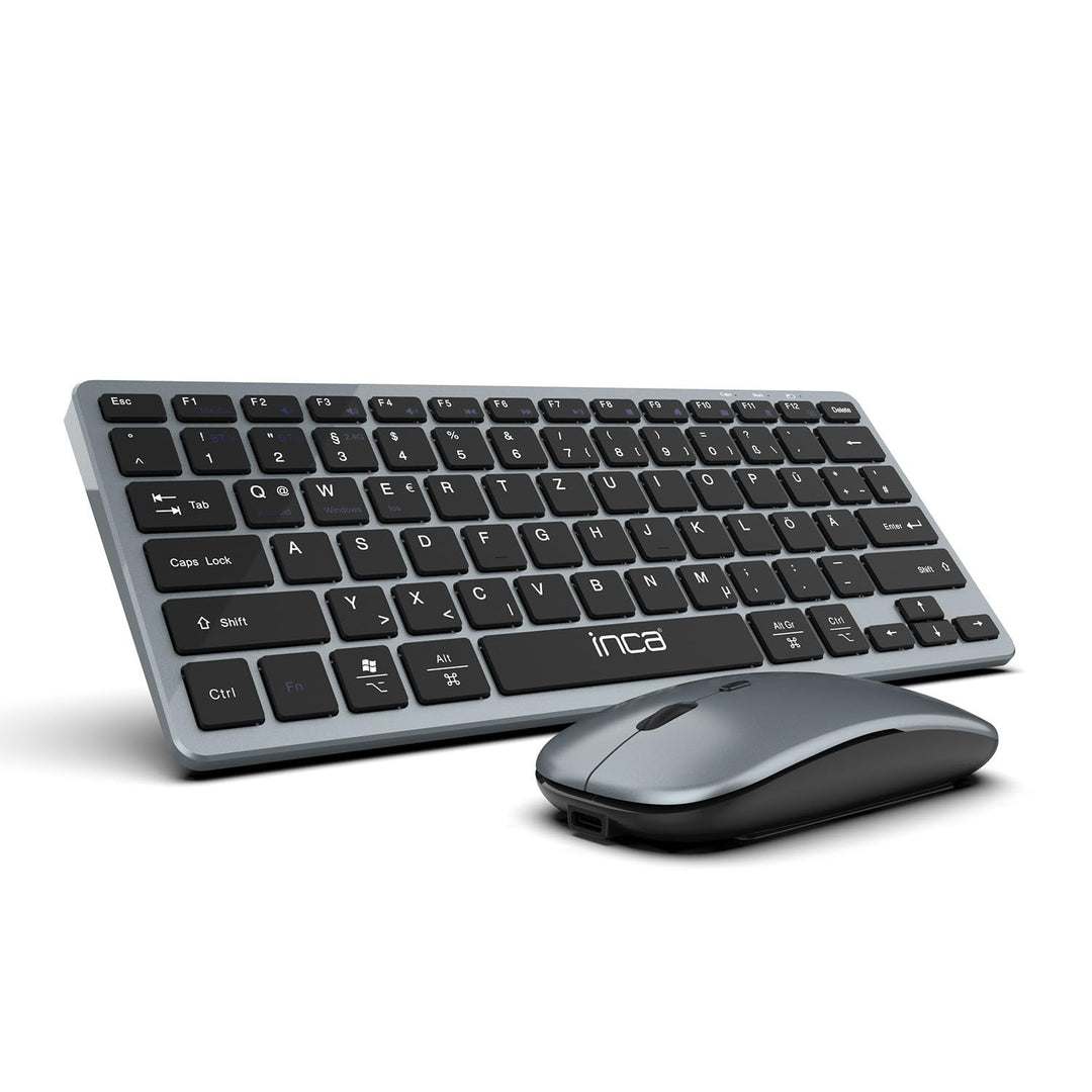 Bluetooth Tastatur Maus Set inca IBK-572BT – Kabellos, Wiederaufladbar, 2,4GHz & Bluetooth 5.0 – Kom