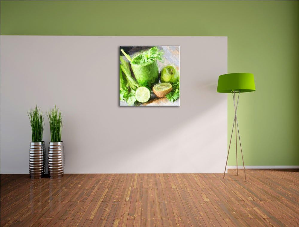 Pixxprint Apfel Limette Kiwi Smoothie als Leinwandbild/Grösse: 70x70 cm/Wandbild/Kunstdruck/fertig b