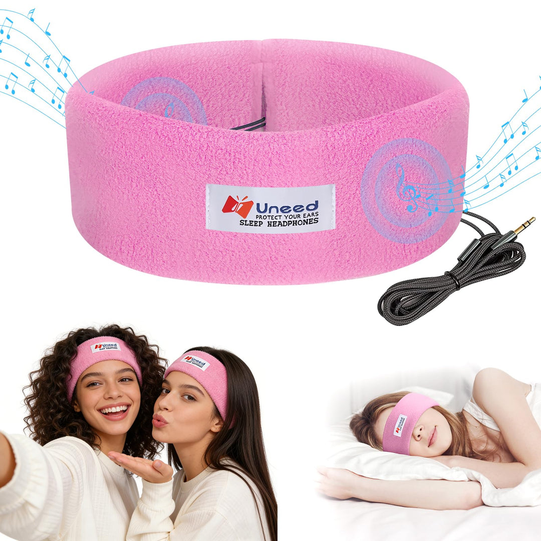 Sharplace Schlafkopfhörer Stirnband mit Kabel, Kopfhörer im Stirnband Sport, Soft Comfortable Wired