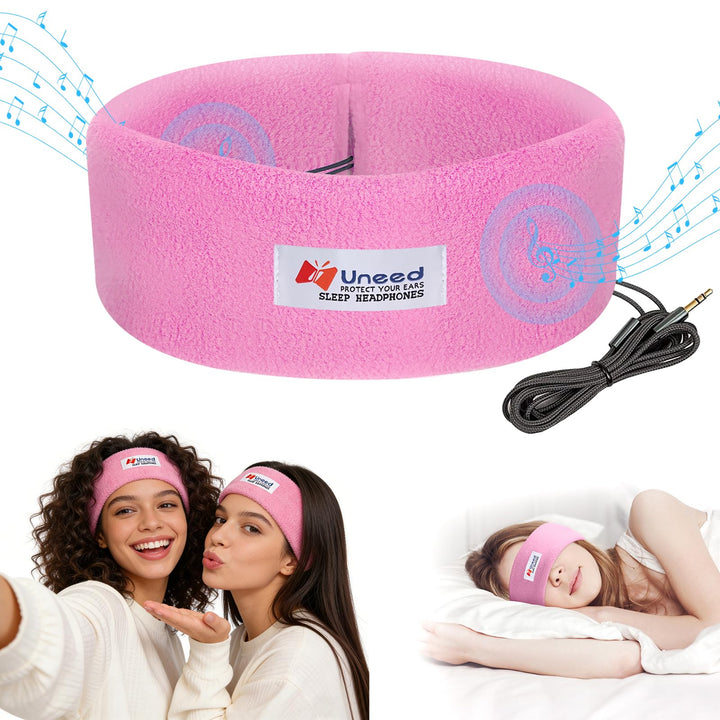 Sharplace Schlafkopfhörer Stirnband mit Kabel, Kopfhörer im Stirnband Sport, Soft Comfortable Wired