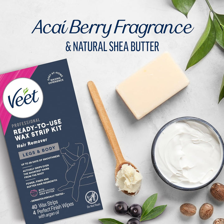 VEET ready to use wax strips - Haarentfernung für Beine und Körper - 40 Streifen aus USA