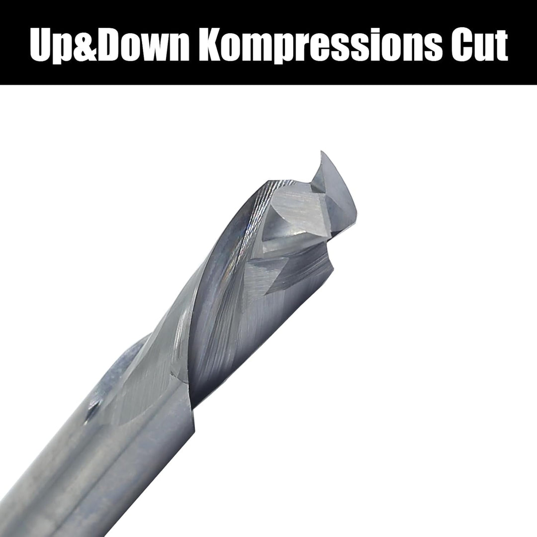 Spiralnutfräser 8mm Schaft，Up&Down Kompressions Cut CNC VHM Spiralfräser für Oberfräse，8 mm mit Schn