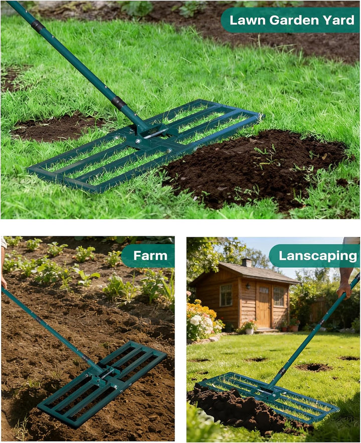 Rasenrakel Rasen Rakel Lawn Leveling Rake: JanTeelGO 76x25cm Nivellierrechen mit Wandmontagehaken &