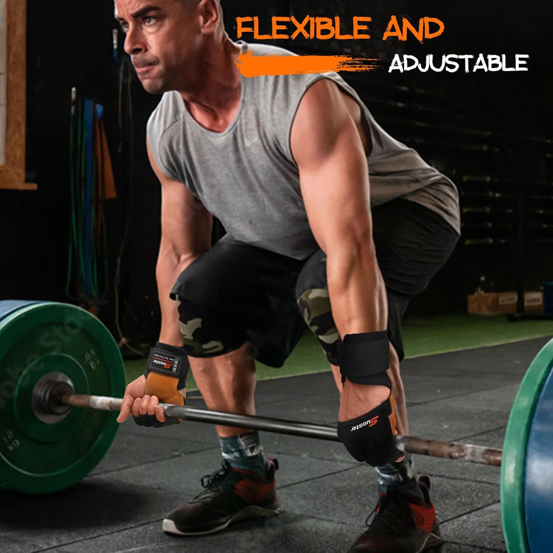 SueStar Workout Gloves, Starke Leder-Polster-Weightlifting-Handschuhe mit Handgelenksupport, vollstä