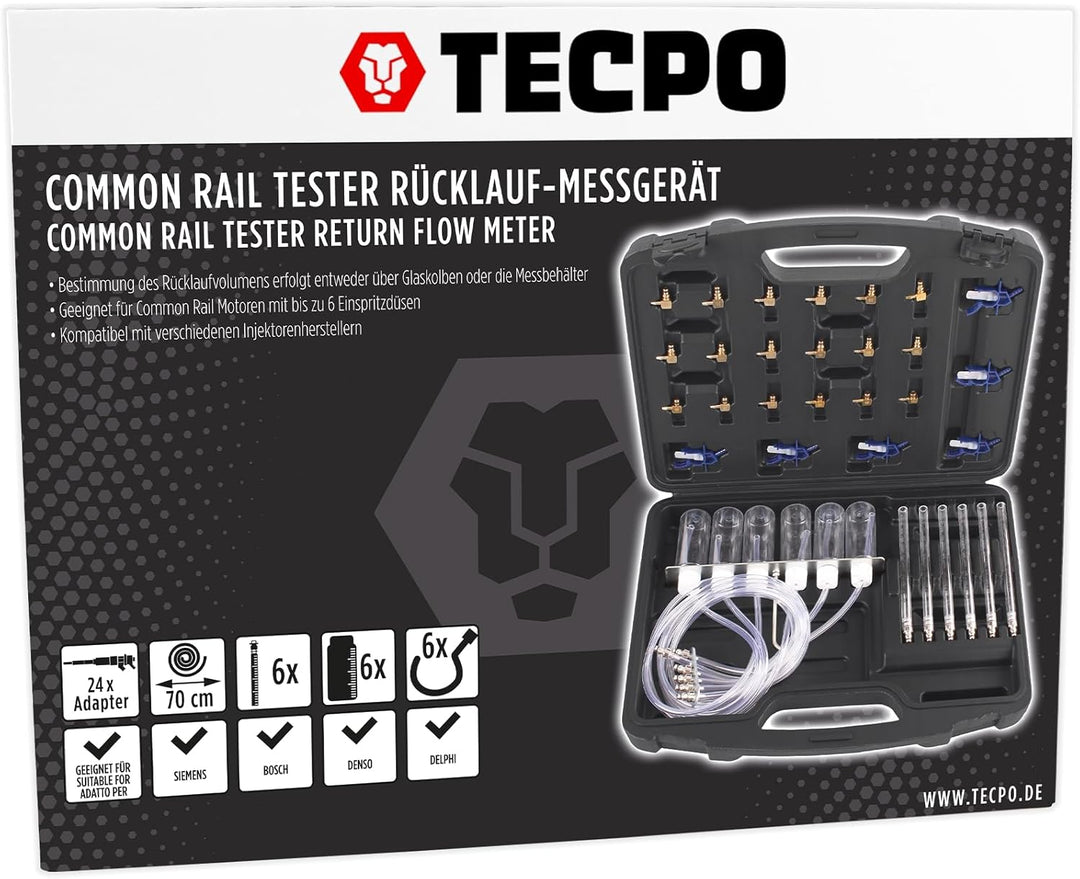 TECPO Common Rail Tester Injektor Prüfer 24 Adapter Denso Siemens Delphi Injektoren Prüfgerät Einspr