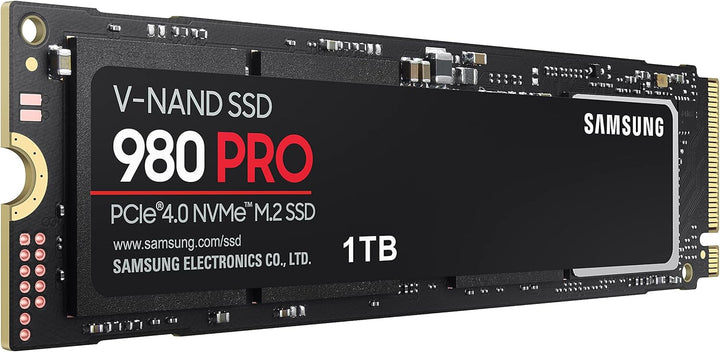 Samsung 980 PRO NVMe M.2 SSD, 1 TB, PCIe 4.0, 7.000 MB/s Lesen, 5.000 MB/s Schreiben, Interne SSD fü