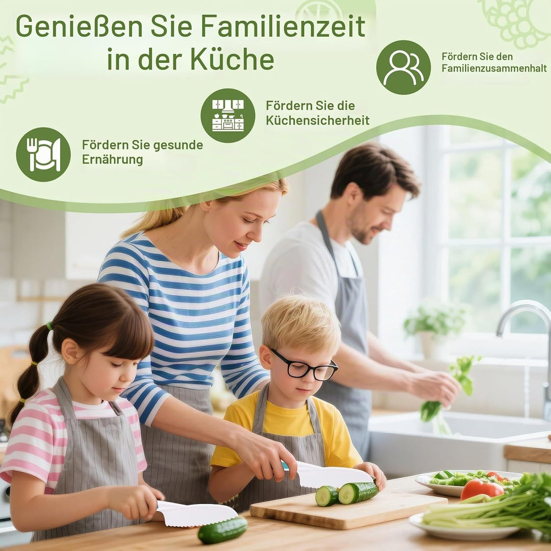 15 Stück Kindermesser, Mit Faltbarer Aufbewahrungsbox Und Schürzen, Für Kindermesser Ab 3 4 5 6 Jahr
