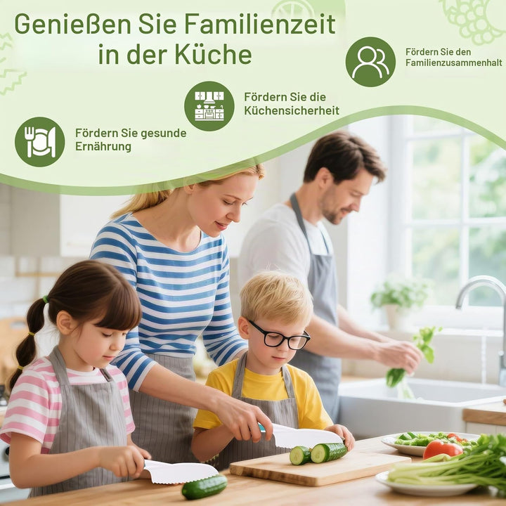 15 Stück Kindermesser, Mit Faltbarer Aufbewahrungsbox Und Schürzen, Für Kindermesser Ab 3 4 5 6 Jahr