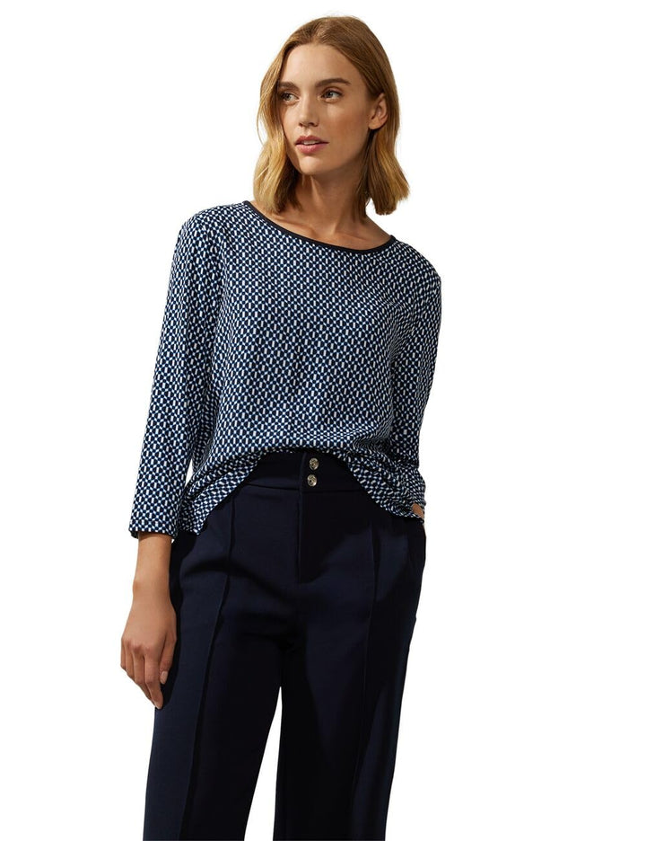 Street One Damen T-Shirt 3/4 Arm Bedruckt, Deep Blue