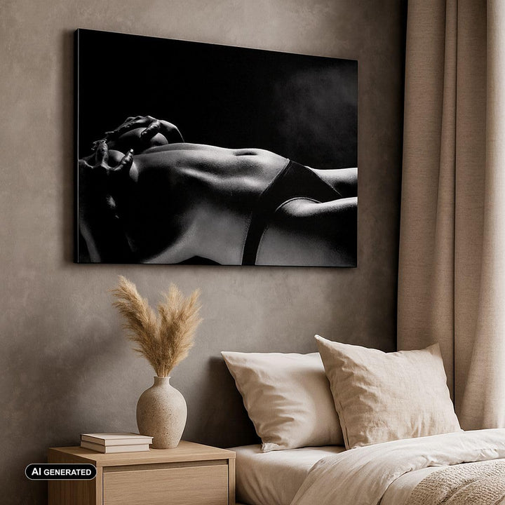 Bilder auf Leinwand 100x70cm Leinwandbild mit Rahmen Anatomie Frau nackt Gross Wanddeko Bild Schlafz