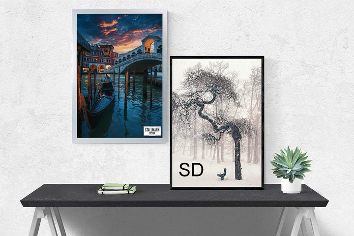 Stallmann Design Bilderrahmen 50x90 cm alu Holz mit Acrylglas Rahmen-Breite 20mm Posterrahmen Wechse