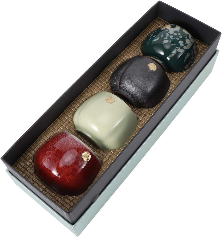 4 Stück Teetasse-Set, Japanische Teetasse Retro Gebackene Teetasse Set Art Keramik Kung Fu Teegeschi