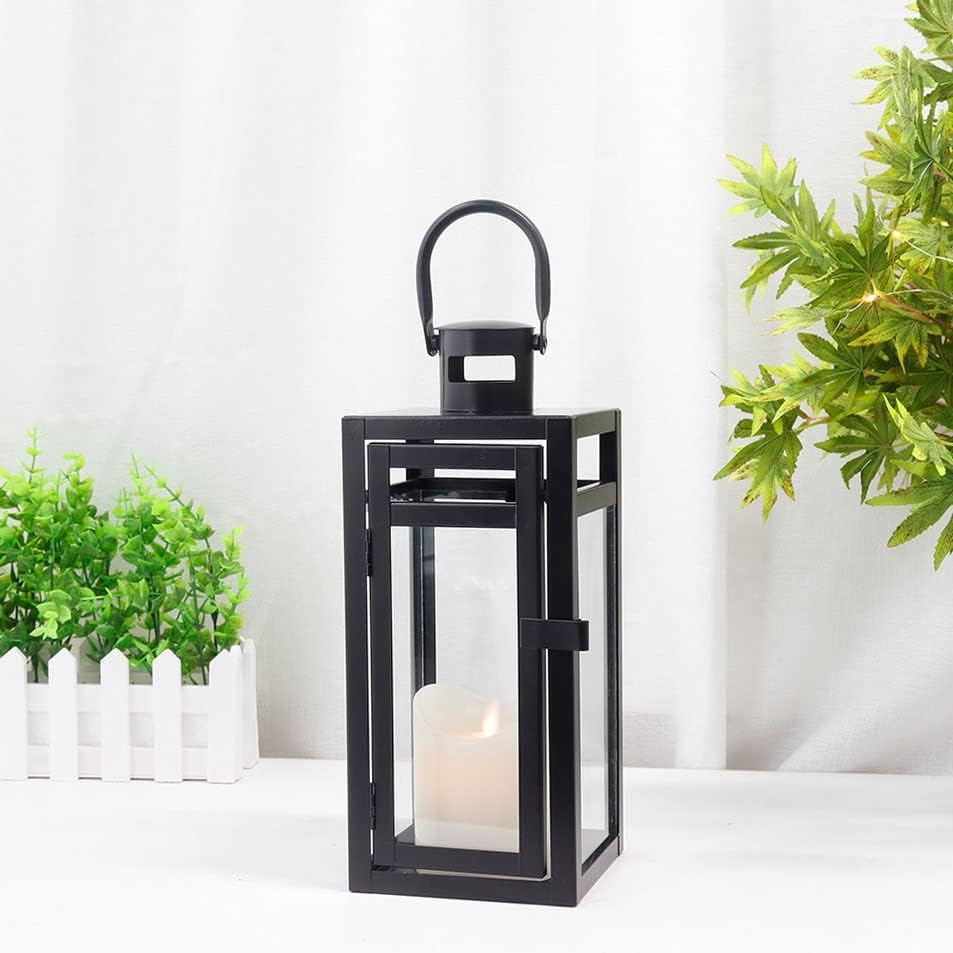 TRIROCKS Dekorative Edelstahl Laterne 30 cm Hoch Metall Kerzenhalter Mit Klaren Glasscheiben Für Hei