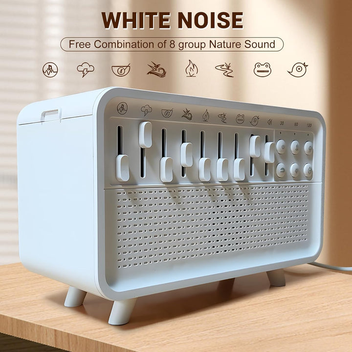 4-in-1 White Noise Machine, Weisses Rauschen Humidifier mit 8 Naturgeräusche, Sleep Sound Box mit Bl