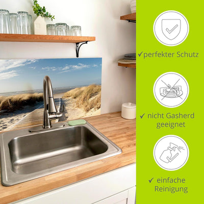 ARTland Spritzschutz Küche aus Alu für Herd Spüle 65x60 cm (BxH) Küchenrückwand mit Motiv Natur Stra