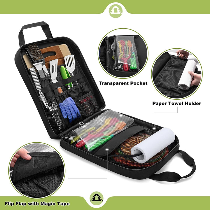 HODRANT Hängende Camp Utensilien Organizer Tasche mit Handtuch Papier Halter, Camp Kitchen Koffer fü