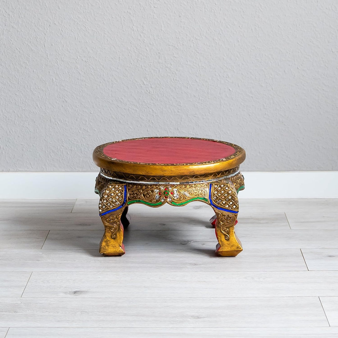 livasia Runder Opiumtisch, Beistelltisch, Glasmosaiktisch, Nachttisch, Hocker (mittelerer Tisch) 40c