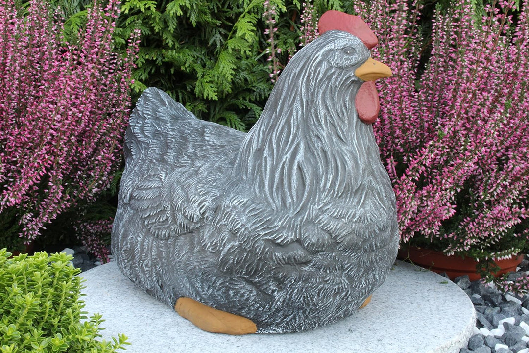 STEINFIGUREN SPICKER Steinfigur Huhn, Henne, Hahn 2er Set 135/1, 180/1 Gartenfigur Steinguss Tierfig