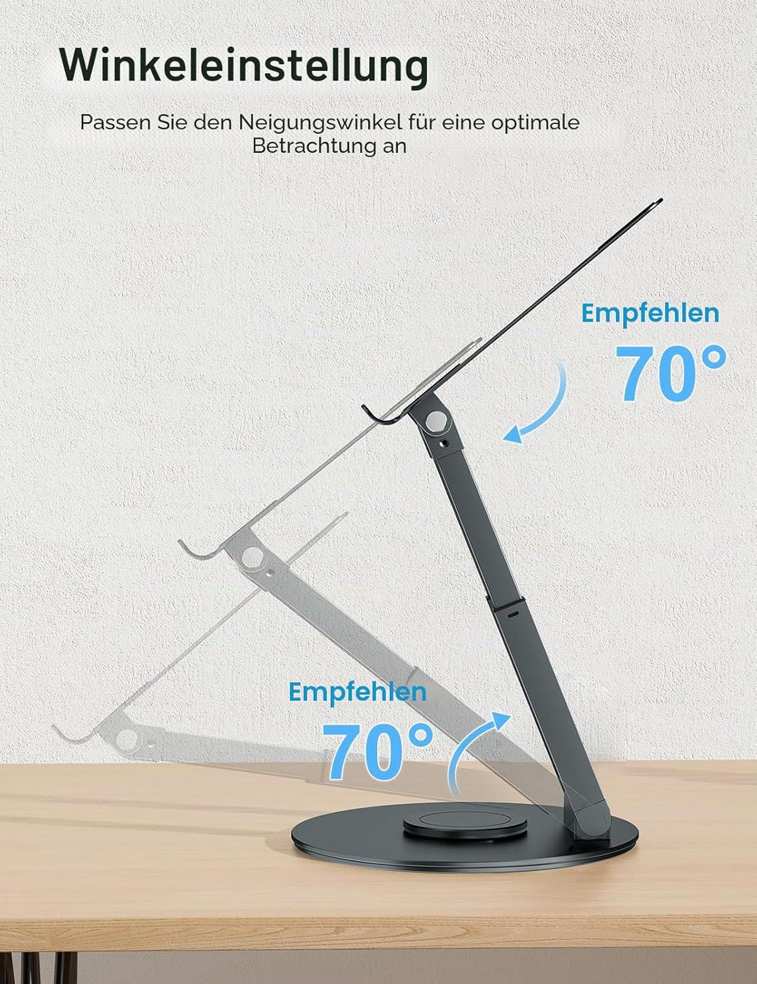 Laptop Ständer Höhenverstellbar mit 360° Drehbarer Basis, Ergonomisch Laptopständer, Laptop Erhoehun
