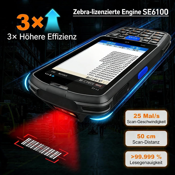 Farset F7-WiFi Android 14 Barcode-Scanner-PDA, 1D/2D/QR-Scan-Engine mit Zebra-Lizenz, SE6100, 5000 m