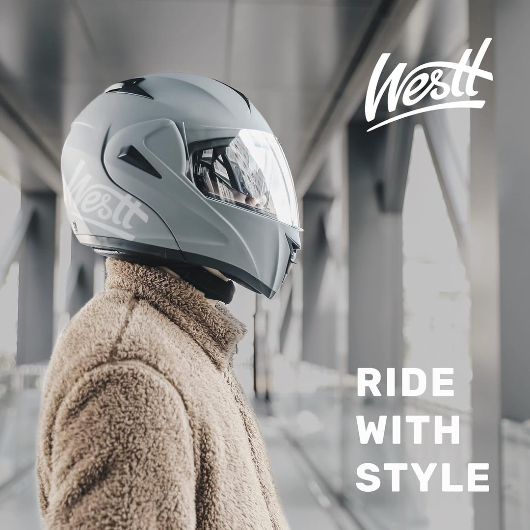 Westt Motorradhelm Herren Damen Integralhelm Klapphelm Flip-up Motorrad Jethelm Chopper Mofa Moped R