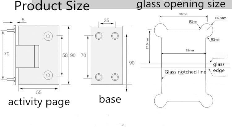 WANLIAN Heavy Duty 90 Grad Glastür Schrank Vitrinenschrank Klemme Glasduschtüren Scharnier Ersatztei