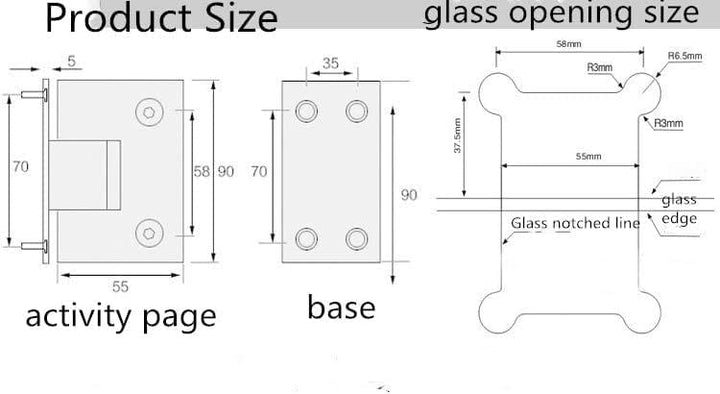 WANLIAN Heavy Duty 90 Grad Glastür Schrank Vitrinenschrank Klemme Glasduschtüren Scharnier Ersatztei