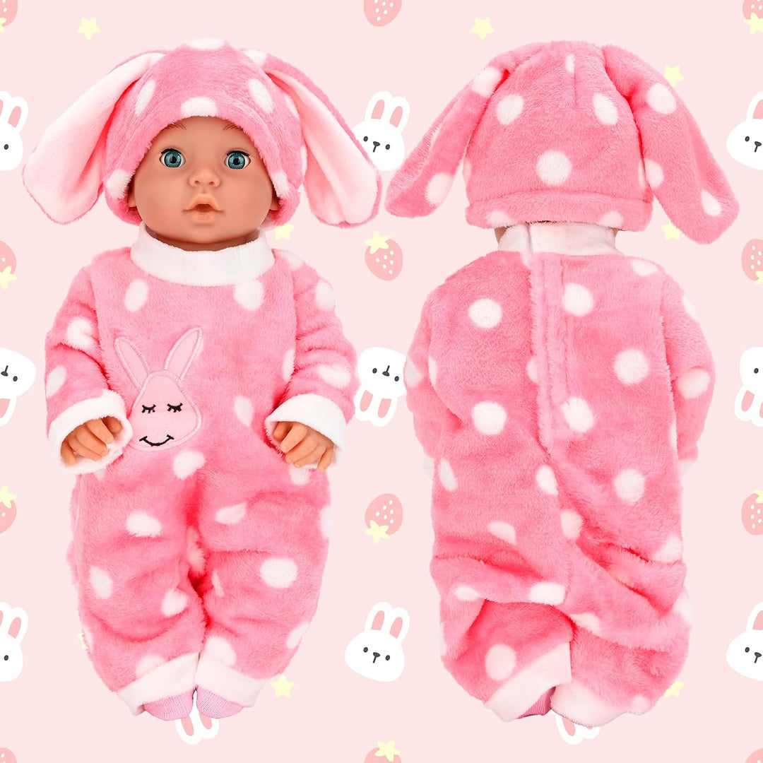 Miunana Kleidung Bekleidung Outfits Schlafanzug für Baby Puppen, Pink Puppenkleidung 35-43 cm mit Kl