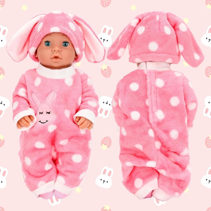 Miunana Kleidung Bekleidung Outfits Schlafanzug für Baby Puppen, Pink Puppenkleidung 35-43 cm mit Kl
