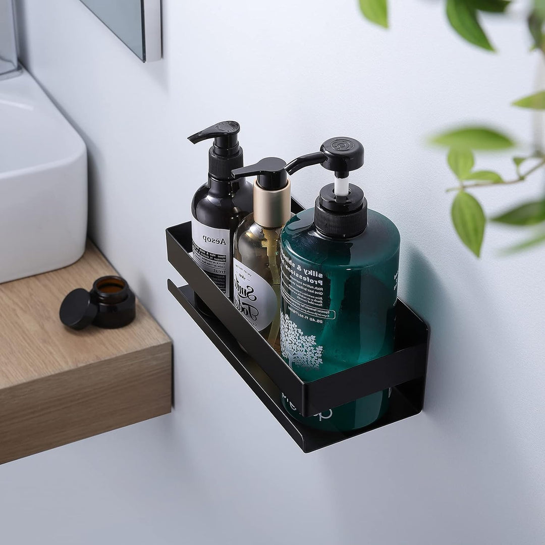 YIGII Duschablage Ohne Bohren Edelstahl,Badezimmer Regal Schwarz Duschregal,Shampoo Badregal für Dus