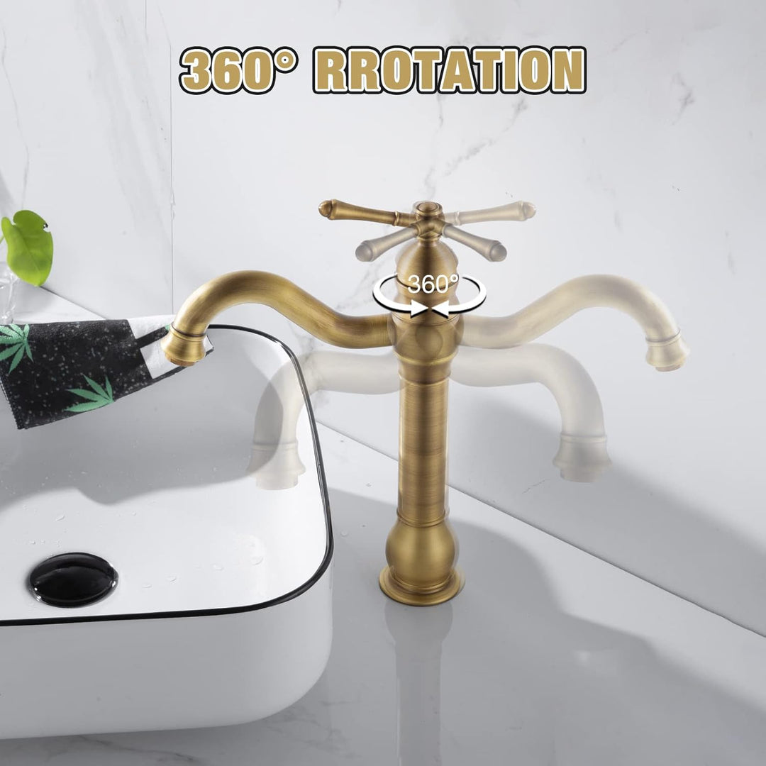 Namuoto Wasserhahn Bad Hoch Antik Messing Waschtischarmatur 360°Schwenkbar Einhebel Waschbecken Arma
