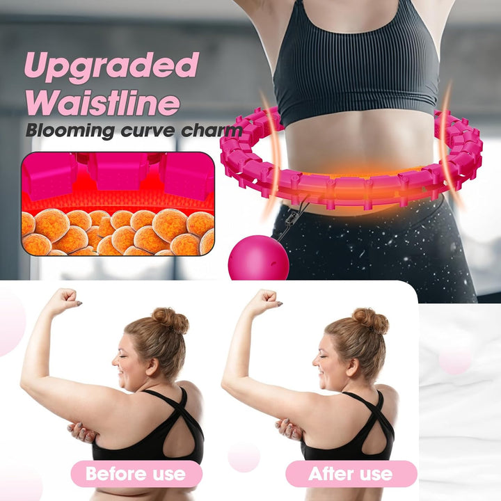 Smart Hoop Reifen Erwachsene mit Gewicht Kugel，32 Knoten Umfang (57-165cm) Abgebauter Fitnessreifenl