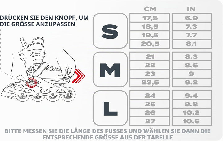 meteor verstellbare 4‑in‑1 Kinder Inline-Skates – Rollschuhe Inliner Schlittschuhe – ABEC‑7 PU‑Räder