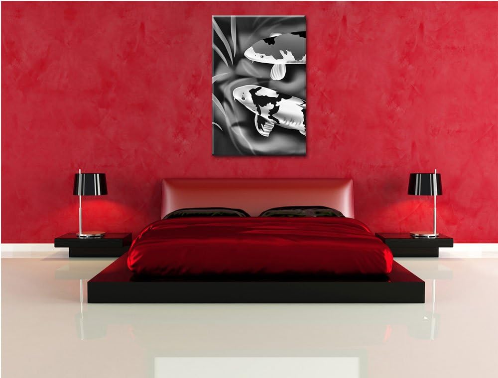 Pixxprint Edle Koi Karpfen Kunst als Leinwandbild/Grösse: 100x70 / Wandbild/Kunstdruck/fertig bespan