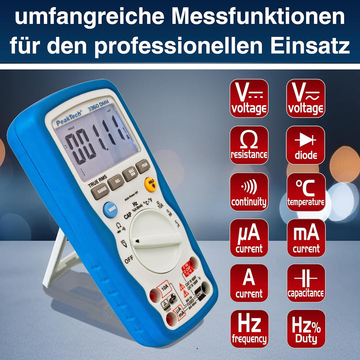 PeakTech P 3360 3360 – True RMS Digital Multimeter, Wasserdicht (IP67), 40000 Counts, Profi-Handmult